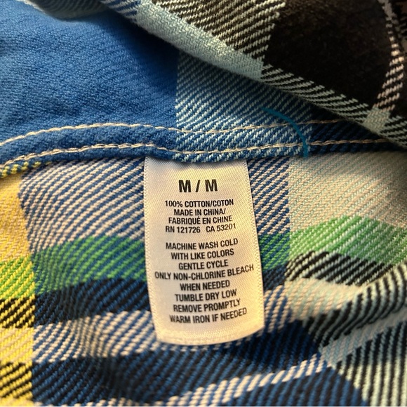 Aeropostale blue plaid long sleeve button down flannel shirt size M hipster - Picture 4 of 7